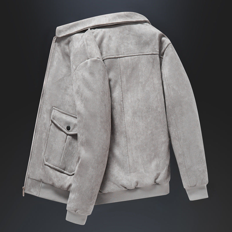 Chaqueta cálida informal con solapa acolchada y forro polar para otoño e invierno para hombre
