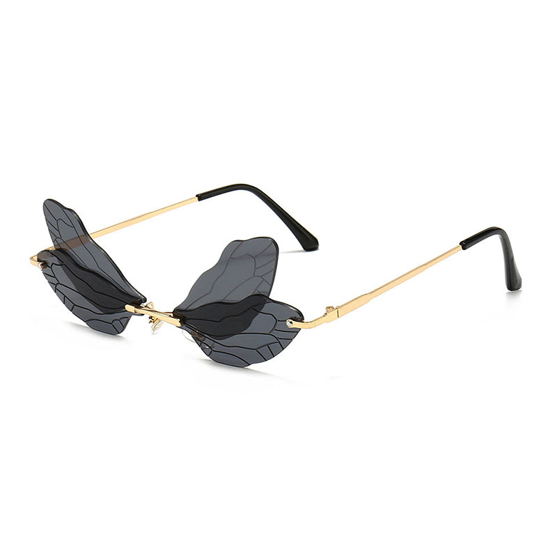 Gafas de sol sin montura con forma de ala de libélula y protección UV400