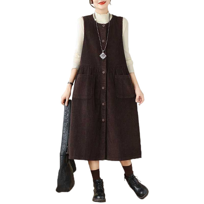 Cord Tank Kleid Lose Jugendlicher Look