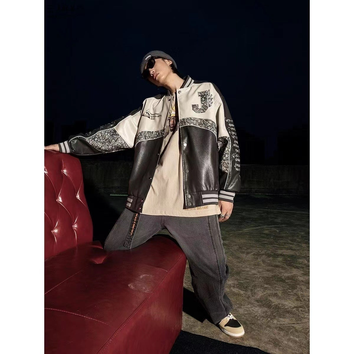 Uniforme de béisbol de cuero PU para hombre