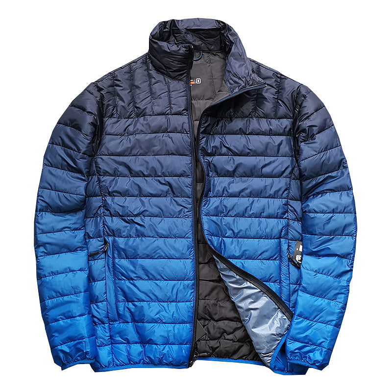 Chaqueta acolchada de algodón con cuello alto y cambio de color para hombre