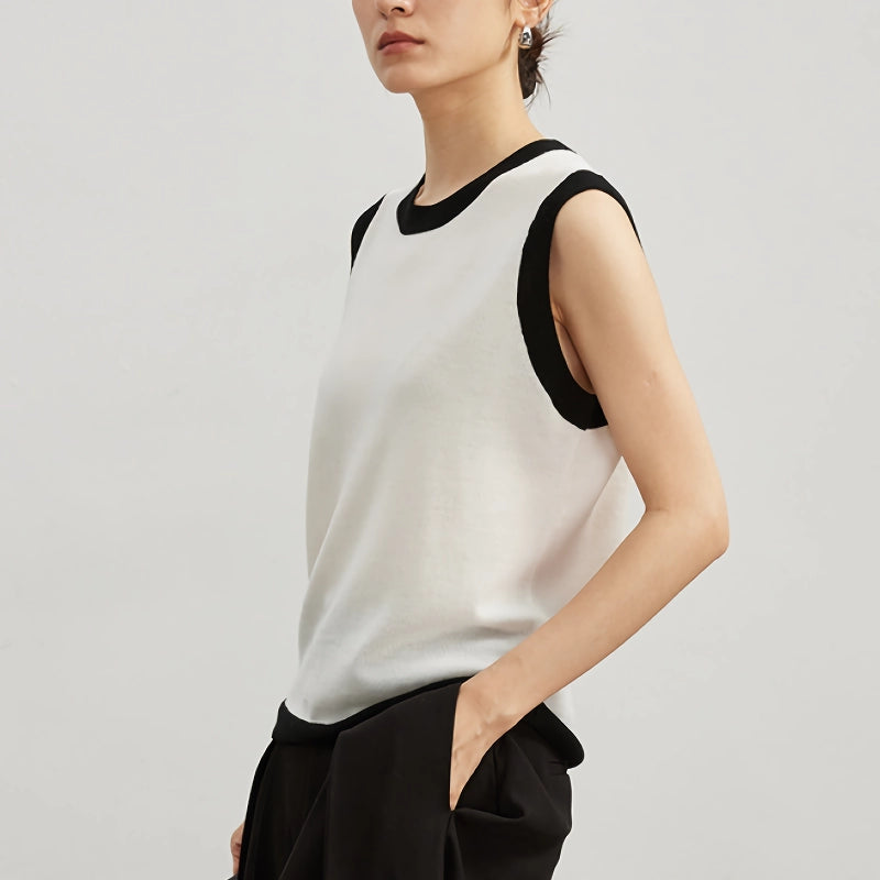 Pulloverweste mit Rundhalsausschnitt aus Merinowolle