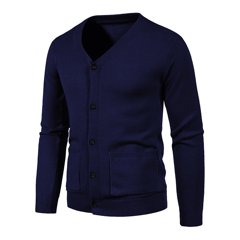 Chaqueta tipo suéter de color liso para hombre, informal, de moda europea y americana