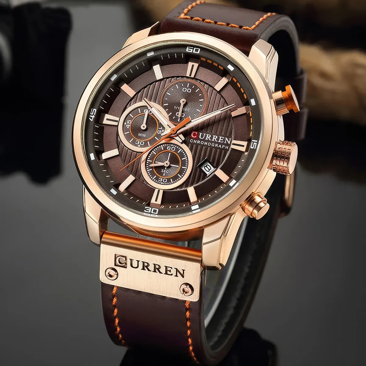 Sport-Chronograph für Herren aus Leder