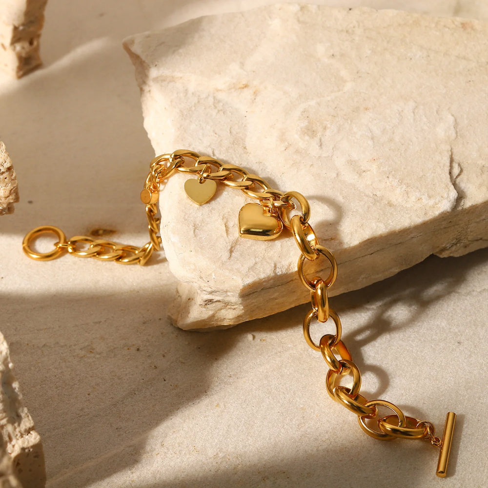 18 Karat vergoldetes kubanisches Kettenanhänger-OT-Schnallenarmband