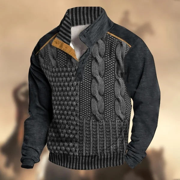 Herbst Winter Herren Bedruckter Pullover mit Schnalle