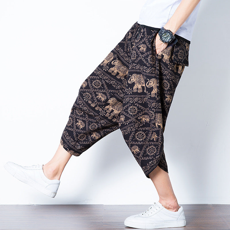 Pantalones nepaleses de estilo chino retro de gran tamaño, pantalones de elefante salvaje con personalidad tailandesa