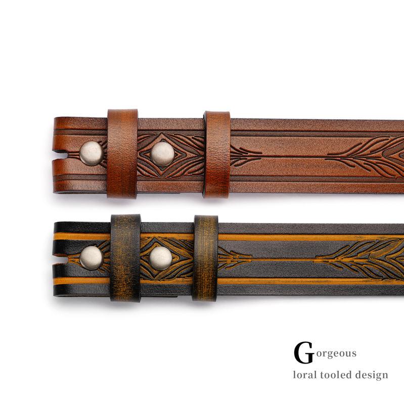 Western-Cowboygürtel aus echtem Leder im Vintage-Stil mit Prägung