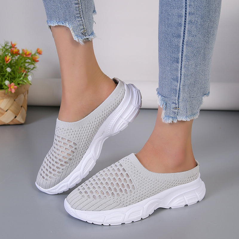 Pantuflas de plataforma de malla sin cordones para mujer