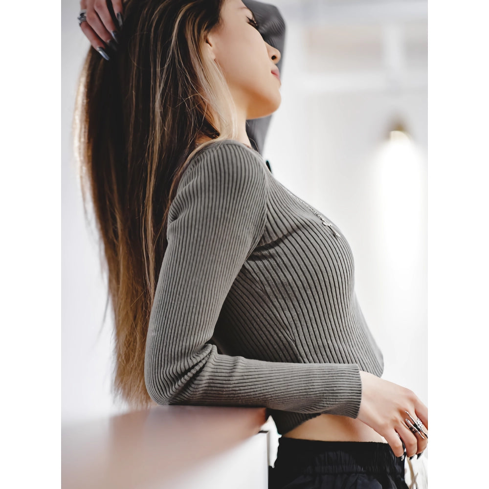 Retro Strickpullover mit V-Ausschnitt