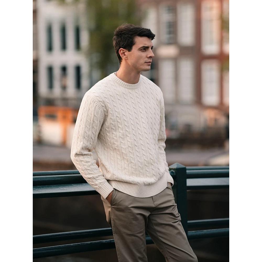 Übergroßer Zopfmusterpullover für Herren