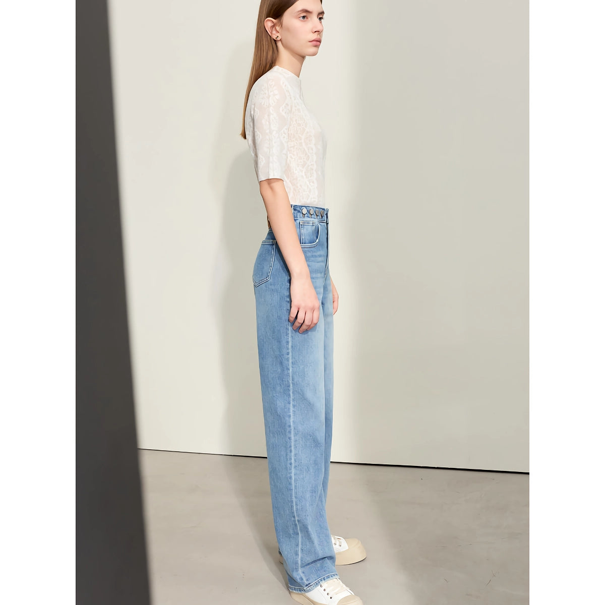 Pantalones vaqueros rectos retro minimalistas para mujer
