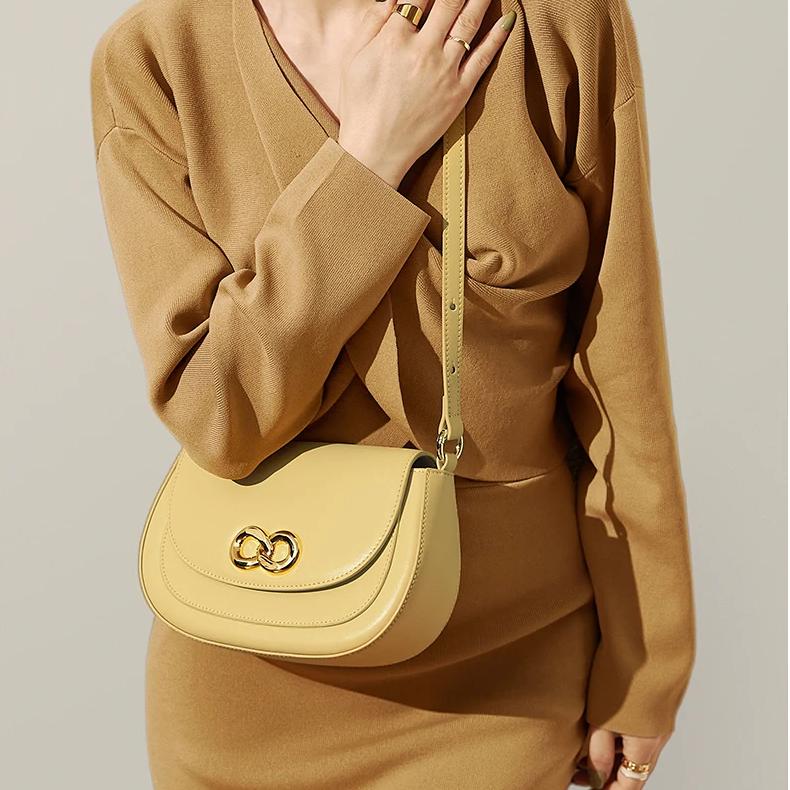 Bolso de hombro elegante de piel de vaca para mujer