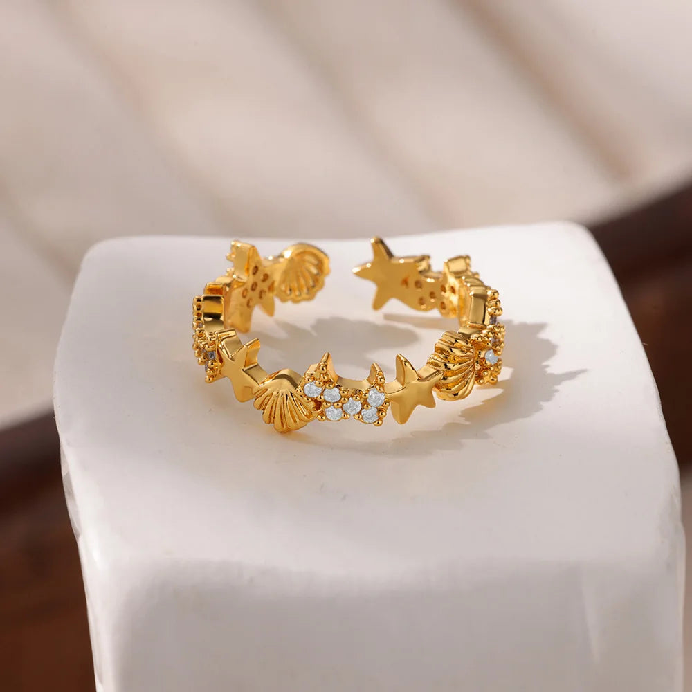 Anillo de tortuga con circonita cúbica