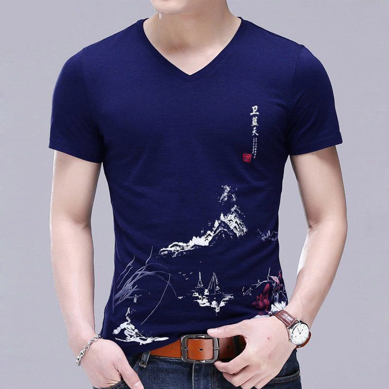 Slim casual short-sleeved cotton men's t-shirt