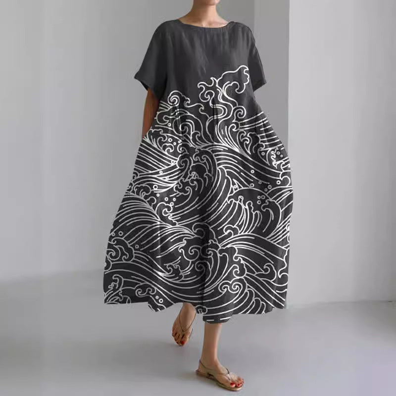 Vestido de mujer de manga corta con escote en V