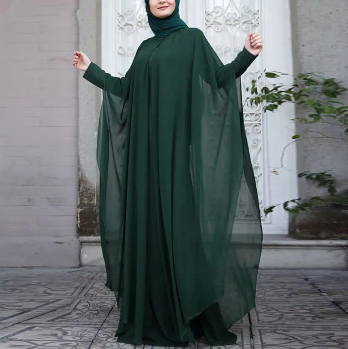 Lockeres Retro-Freizeitkleid in Übergröße mit Rundhalsausschnitt