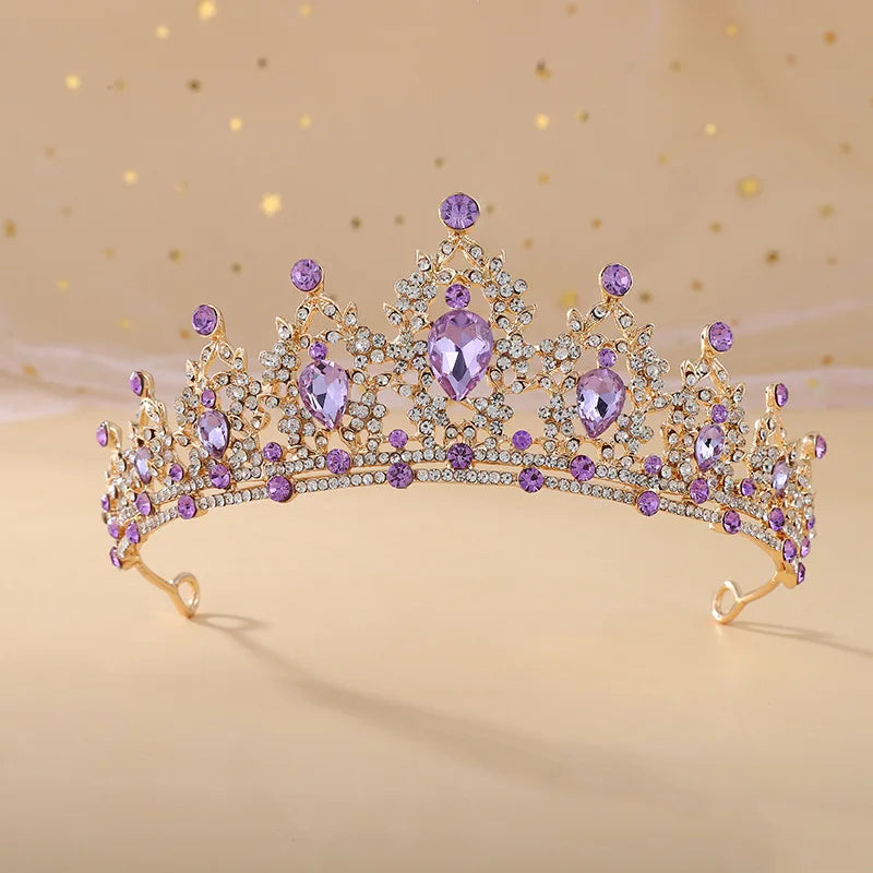 Barockes Braut-Diadem aus Champagner-Kristall in Gold