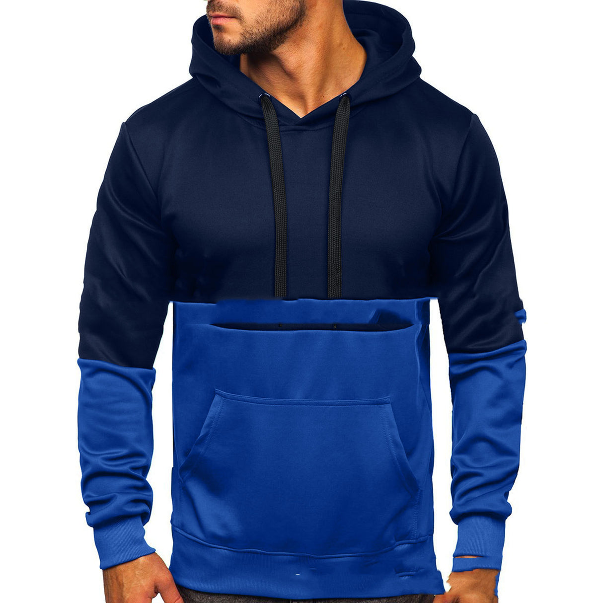 Color Block Hooded Couple Wear Sports Casual Sweater