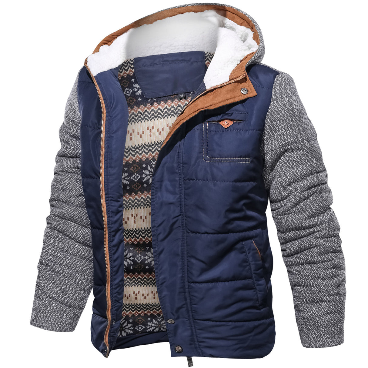 MOQ 200 Stück Gespleißte Herren-Baumwolljacke in Übergröße