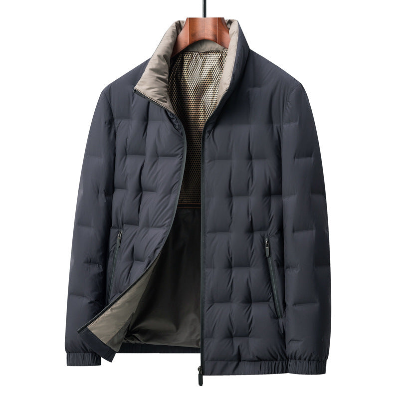 Chaqueta ligera de plumón con grafeno que conserva el calor y abrigo de cuello alto de plumón de pato blanco cálido