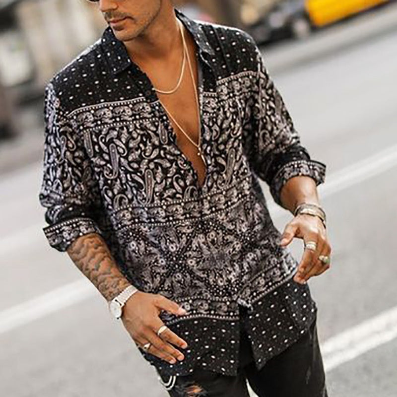 Herrenhemd Junges und Mittleres Alter Business Base Revers Langarmhemd