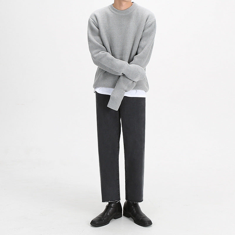 Nuevo abrigo de punto de cuello redondo holgado y moderno de estilo coreano