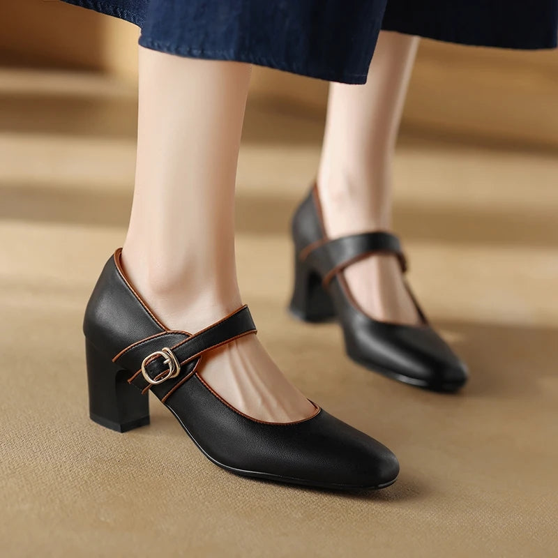 Elegante Mary Jane Heels aus echtem Leder für Damen