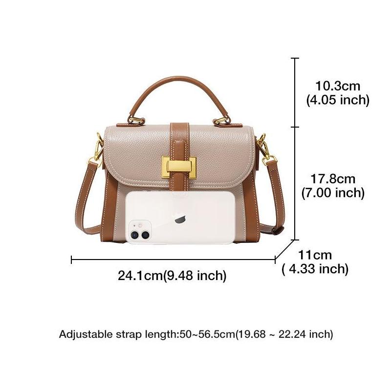 Bolso bandolera con solapa de piel auténtica para mujer