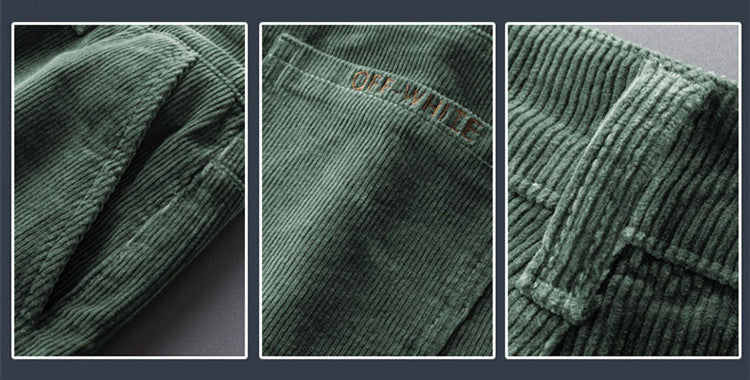 Pantalones casuales de pana elásticos ajustados y rectos para hombre