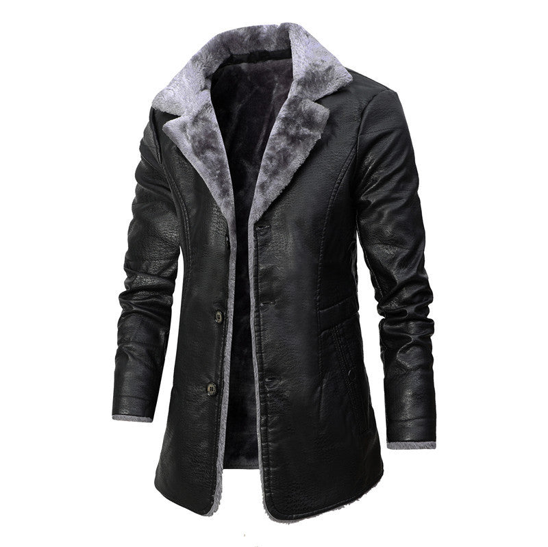 Traje de solapa grande de felpa Chaqueta de felpa de piel para hombre