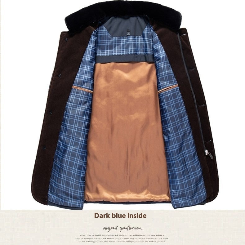 Winterjacke für Männer mittleren Alters und ältere Menschen, dicker, warmer Steppmantel aus Baumwolle