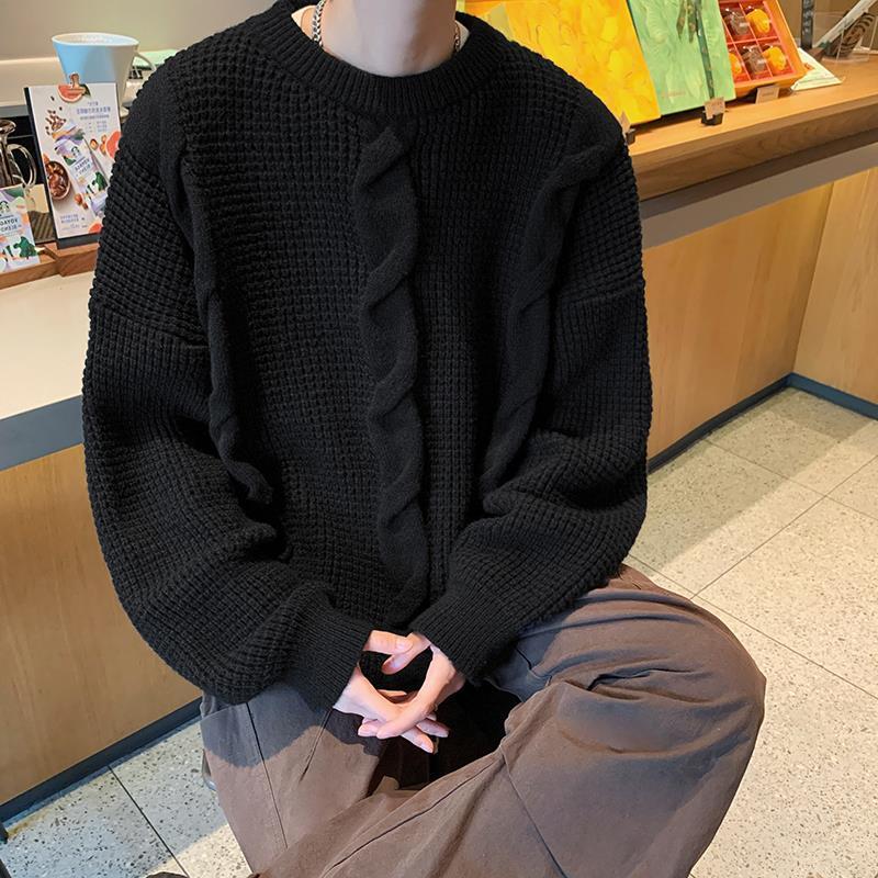 Suéter de cuello redondo para hombre, estilo otoño e invierno, estilo retro americano