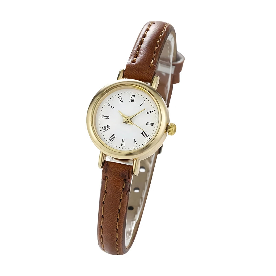 Elegante Quarz-Lederarmbanduhr für Damen – Klassisch minimalistisches Design