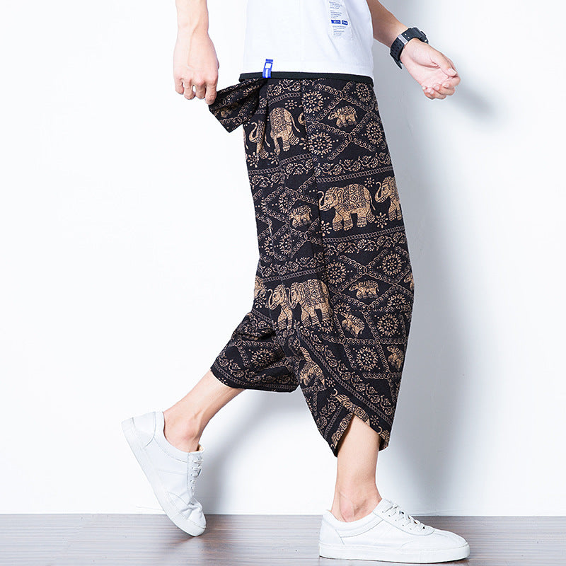 Pantalones nepaleses de estilo chino retro de gran tamaño, pantalones de elefante salvaje con personalidad tailandesa