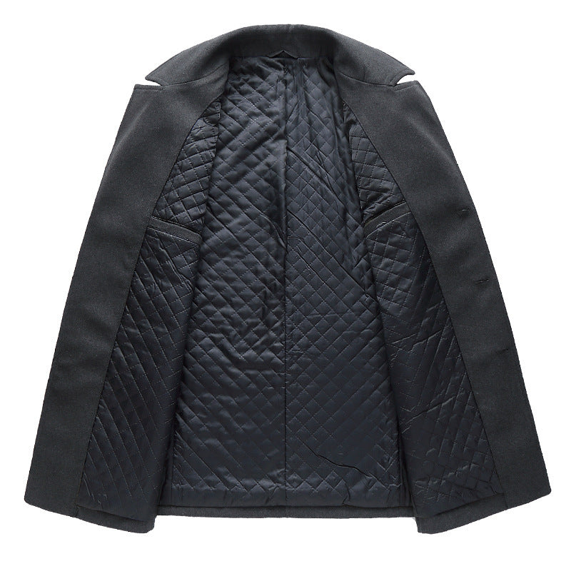 Medium length casual wool coat with cotton