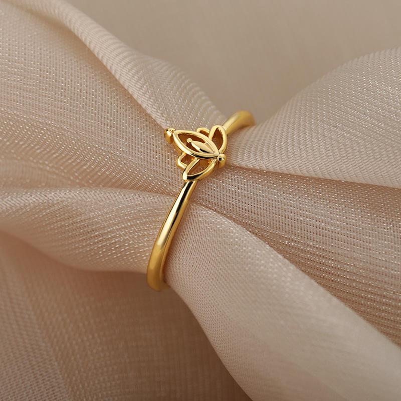 Lotusblumenring aus Edelstahl – Eleganter Hochzeits- und Verlobungsring für Frauen