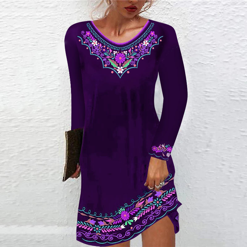 Vestido estampado de otoño e invierno para mujer