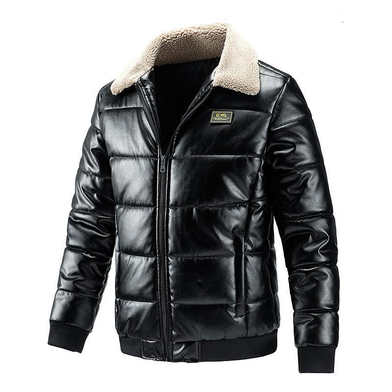 Cuello de piel de algodón para hombre, tendencia engrosada
