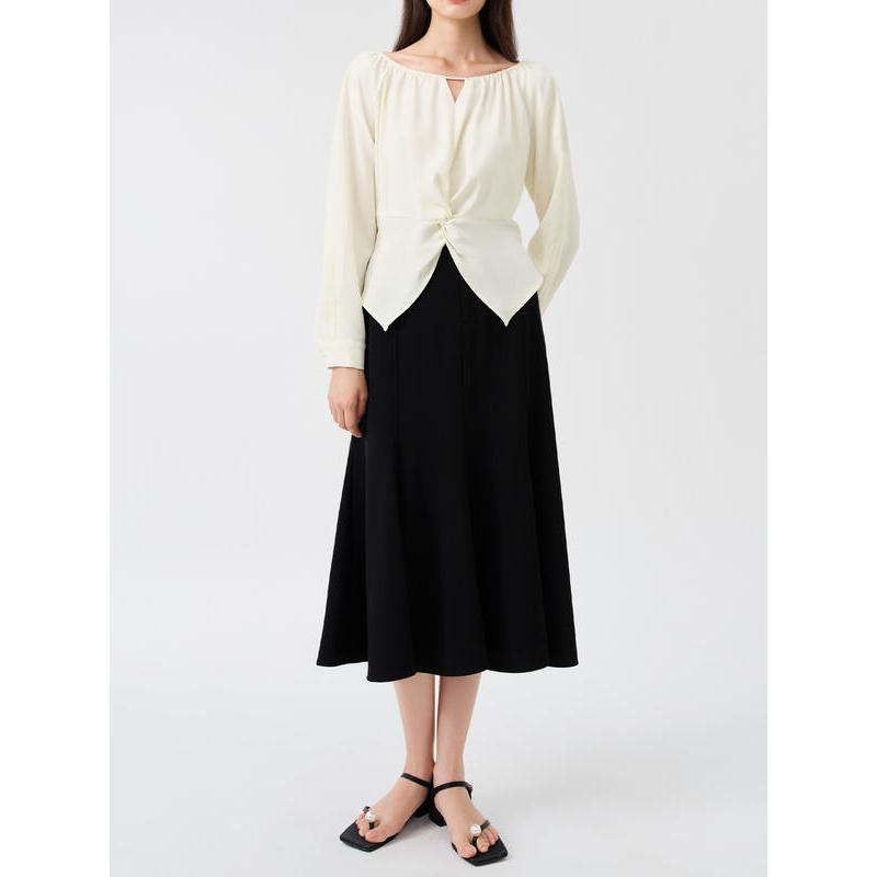 Blusa informal romántica de manga larga estilo francés de otoño para mujer
