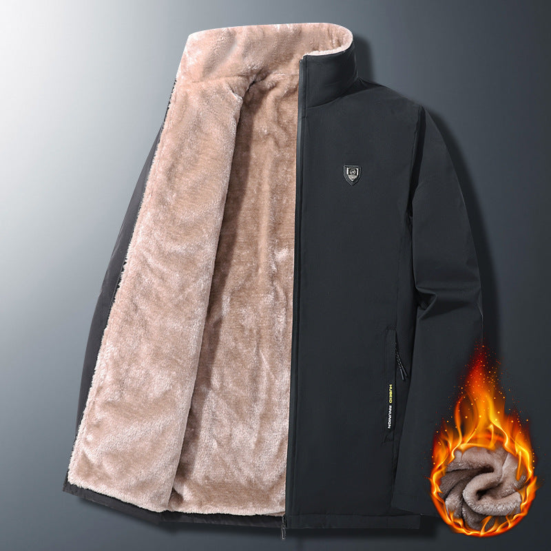 Chaqueta gruesa de terciopelo de cordero para hombre, cálida, acolchada, de talla grande