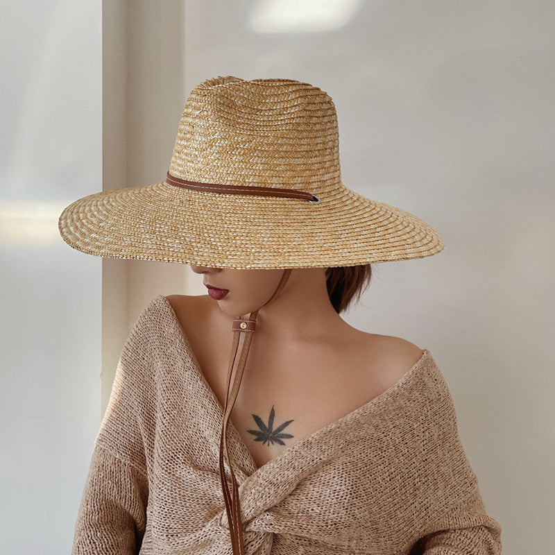 Sombrero de paja de ala ancha para mujer