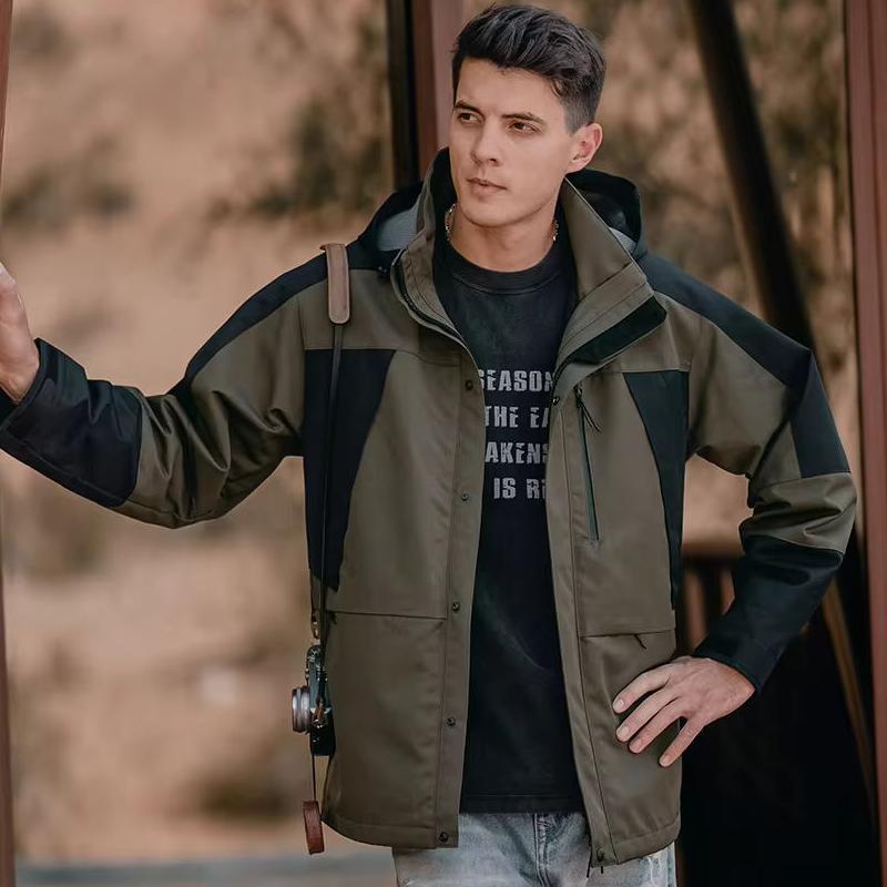Chaqueta impermeable de gran tamaño y repelente al agua para hombre de otoño