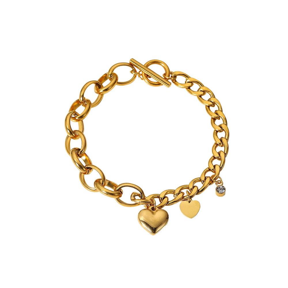 18 Karat vergoldetes kubanisches Kettenanhänger-OT-Schnallenarmband