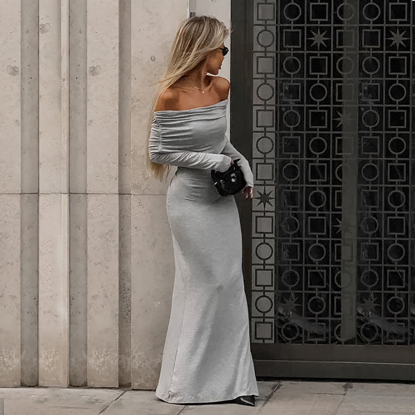 Falda ceñida con escote descubierto, envuelta en el pecho y la cadera, estilo europeo y americano, para otoño e invierno
