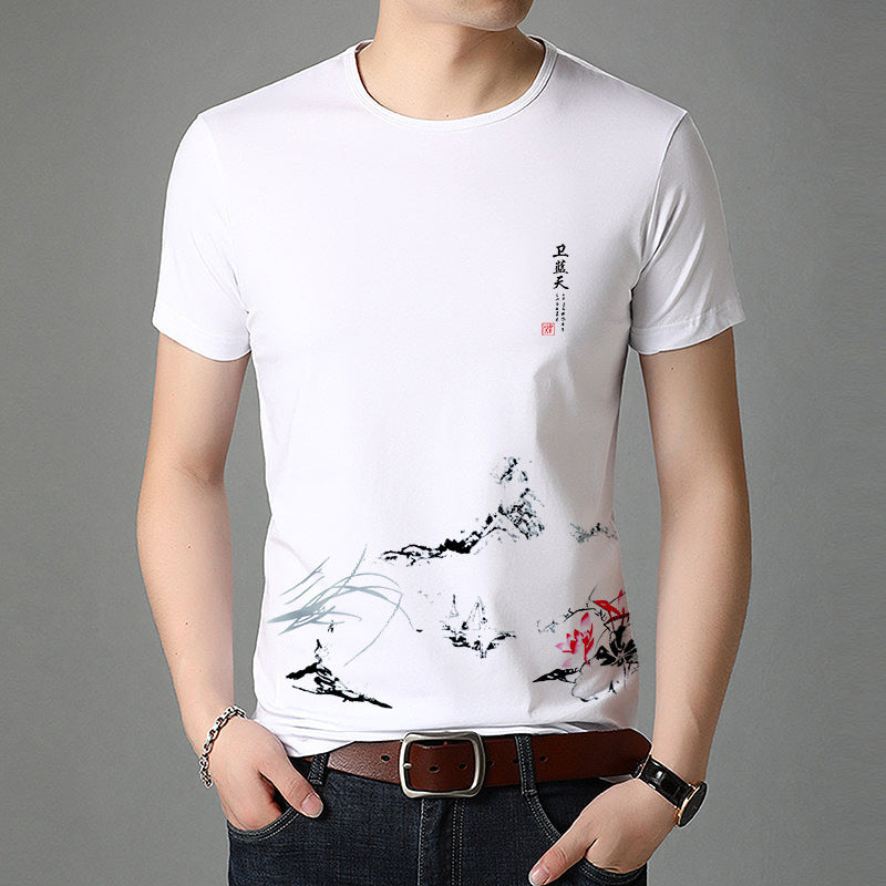 Slim casual short-sleeved cotton men's t-shirt