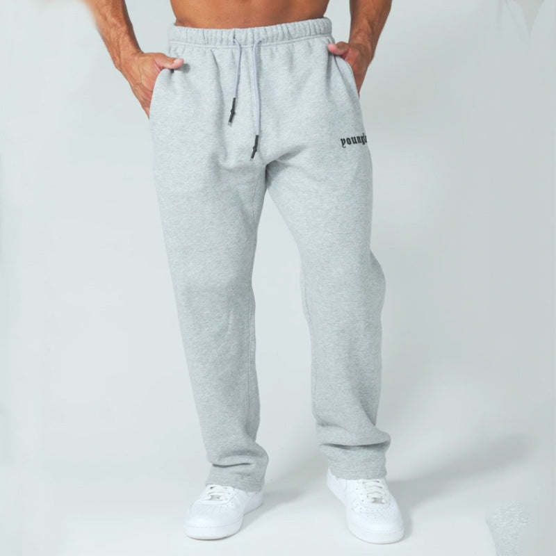 Pantalones deportivos de algodón para hombre, de corte recto, informales y de pierna ancha