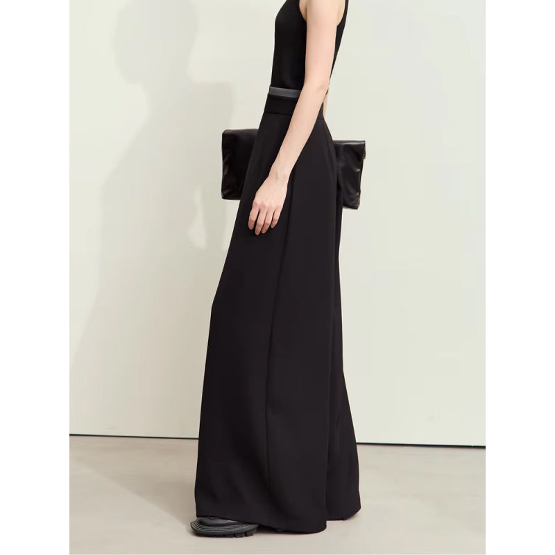 Pantalones casuales plisados de pierna ancha