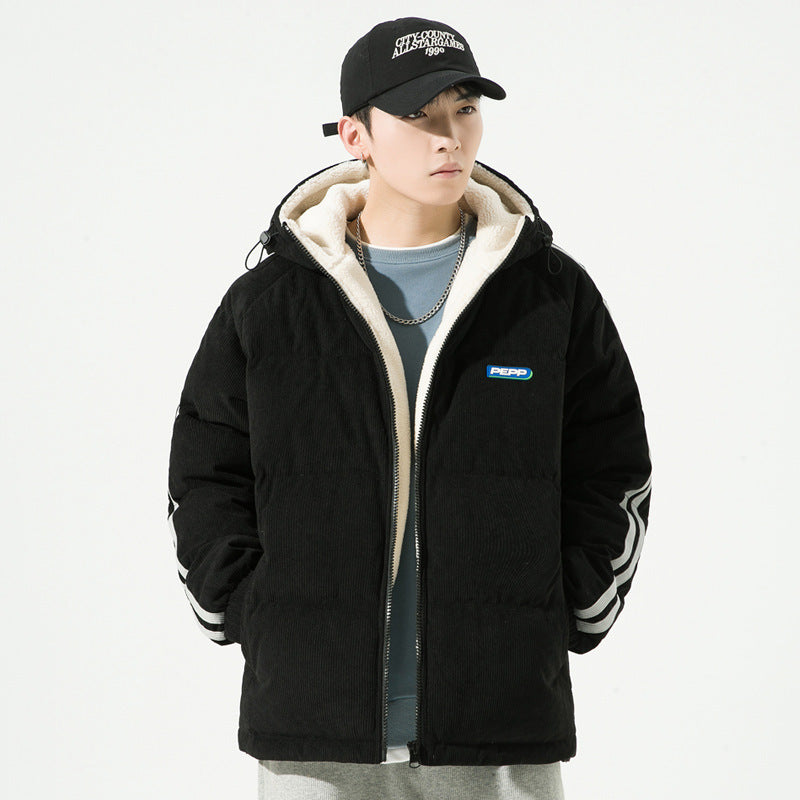 Verdickter, lockerer Baumwollmantel mit Kapuze für Herren