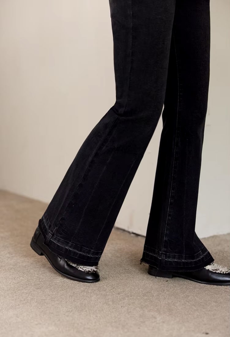 Vintage High Waist Flared Denim Pants for Women